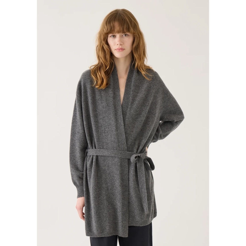 DEMYLEE Romy womens dark gray cashmere long loose fit cardigan sweater jacket L